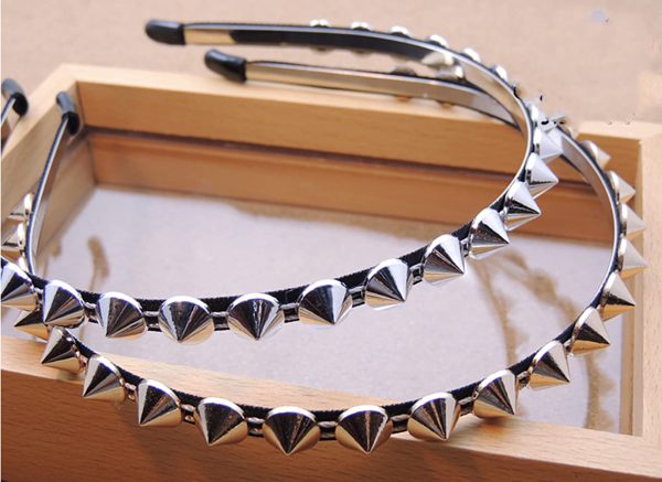 FULAI Duyppy 2 Pack Rivet Punk Spike Headband Studded Headband Party Hair - Image 2