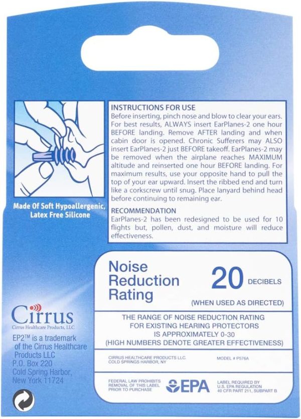EP2 by Cirrus Healthcare Second Generation EarPlanes Earplugs Ear - Image 2