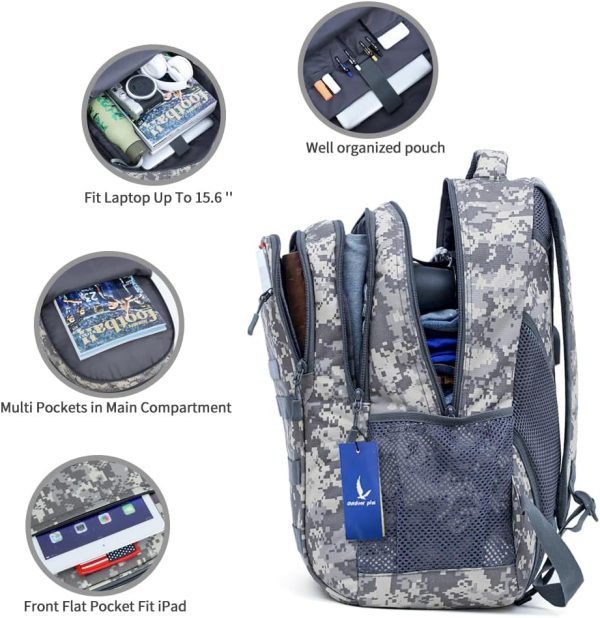 outdoor plus Camo Backpack,Military Boys Backpacks for School,Army Bookbag - Image 6
