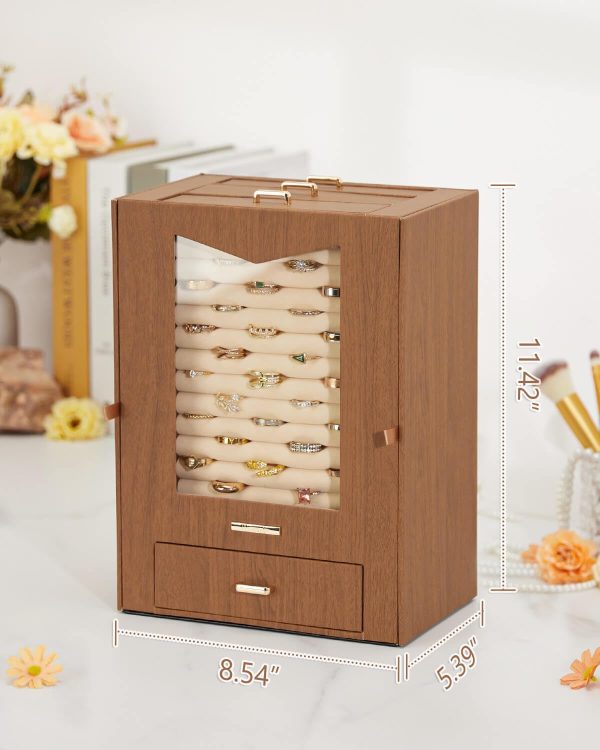 Homde Jewelry Organizer with Transparent Window Necklace Hooks Gift for - Image 5