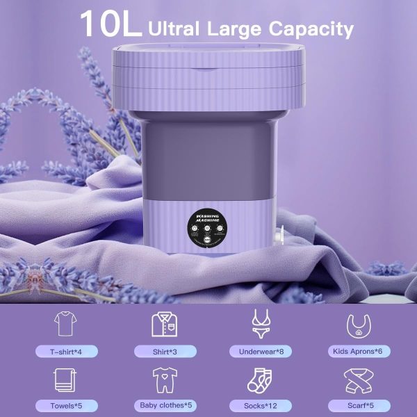 Portable Washing Machine,10L Folding Mini Washer with 3 Modes Deep Cleaning - Image 4