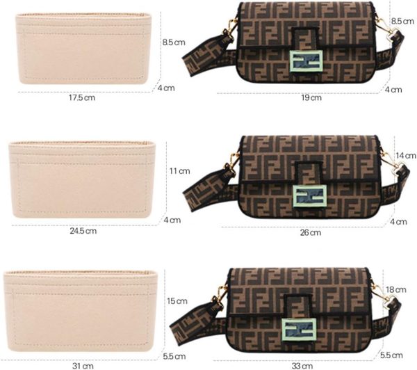 Lckaey purse organizer for baguette bag insert felt organizer 2090Beige-L - Image 5