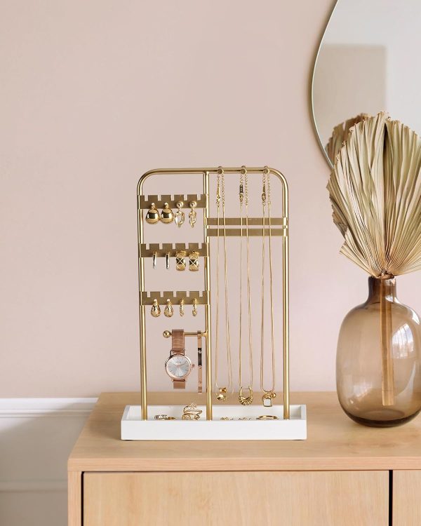 Jewelry Holder, Jewelry Stand with Metal Frame and Velvet Tray, Jewelry - Image 7