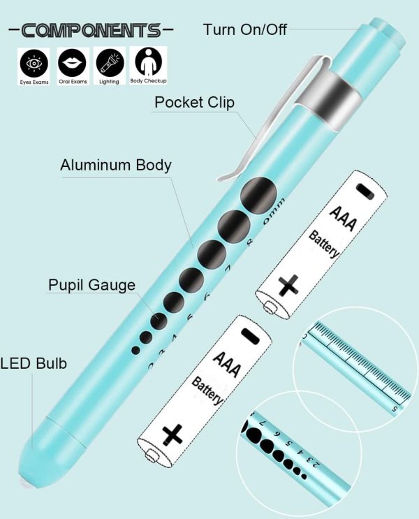 MEUUT 3 Pack Pen Lights for Nurses with 6 Batteries – Medical Penlights - Image 3