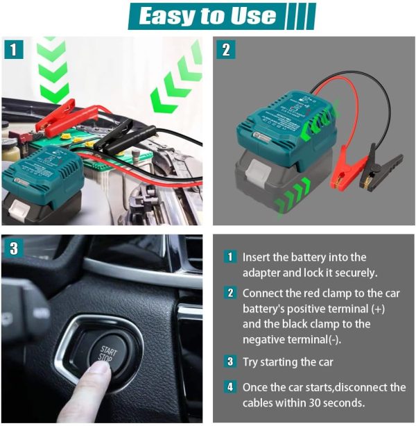 Car Battery Jump Starter Adapter Compatible with makita 18V Battery,Battery - Image 6