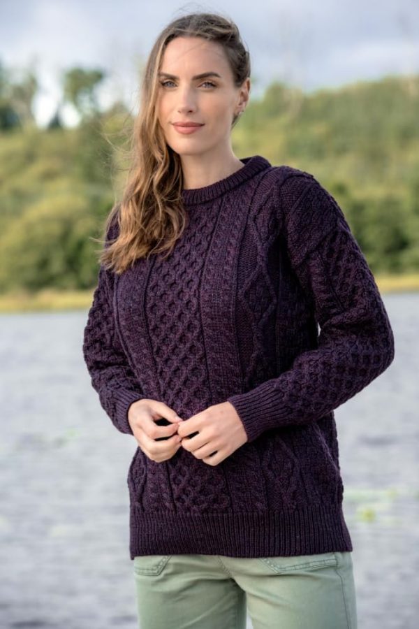 Aran Crafts Irish Soft Cable Knitted Crew Neck Unisex Sweater (100% Pure - Image 6
