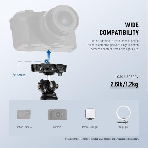 NEEWER TP38 Phone Camera Tripod, 15" Extendable Selfie Stick Metal Tripod - Image 5