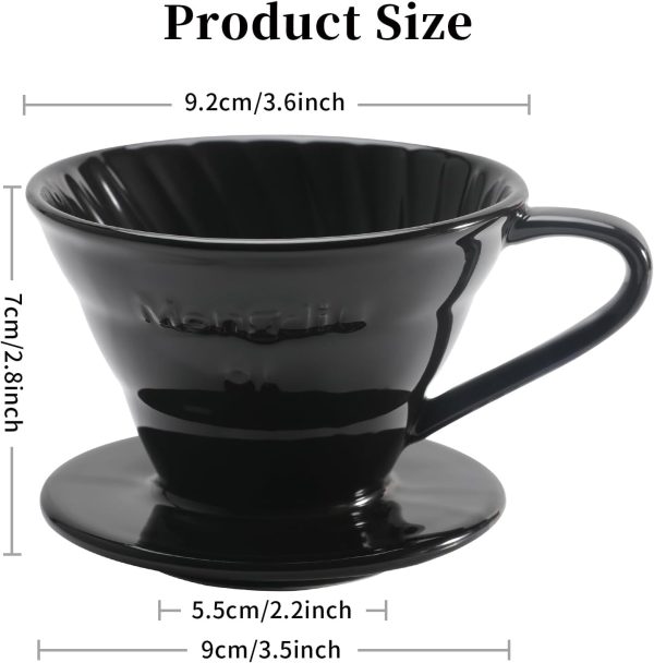 Mongdio V60 Ceramic Pour Over Coffee Dripper, Reusable Porcelain Portable - Image 5