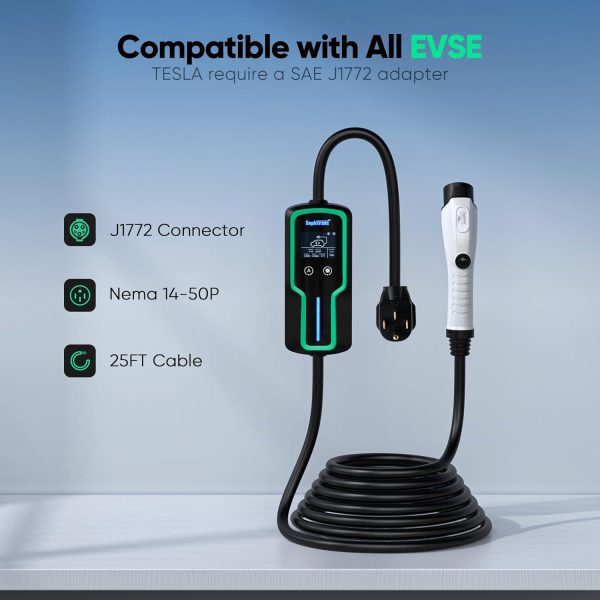 Level 2 EV Charger,10 to 40 Amp with J1772 NEMA 14-50 Thick Cable (8AWG), - Image 2
