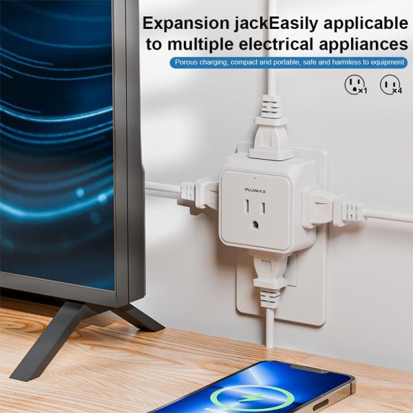 2pack Multi Plug Outlet Extender,Portable Travel Adapter with 5 Outlet - Image 2