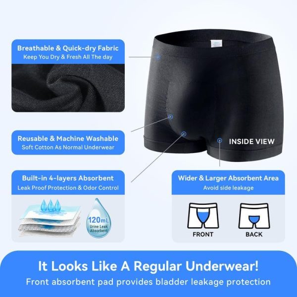 Incontinence Underwear for Men Washable Mens Incontinence Underwear - Image 2