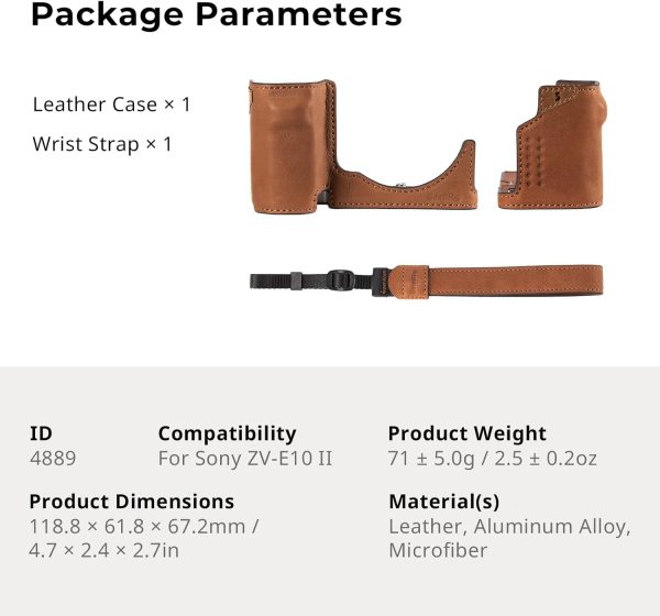 SMALLRIG Camera Leather Case with Wrist Strap, Vintage Style Leather Camera - Image 8