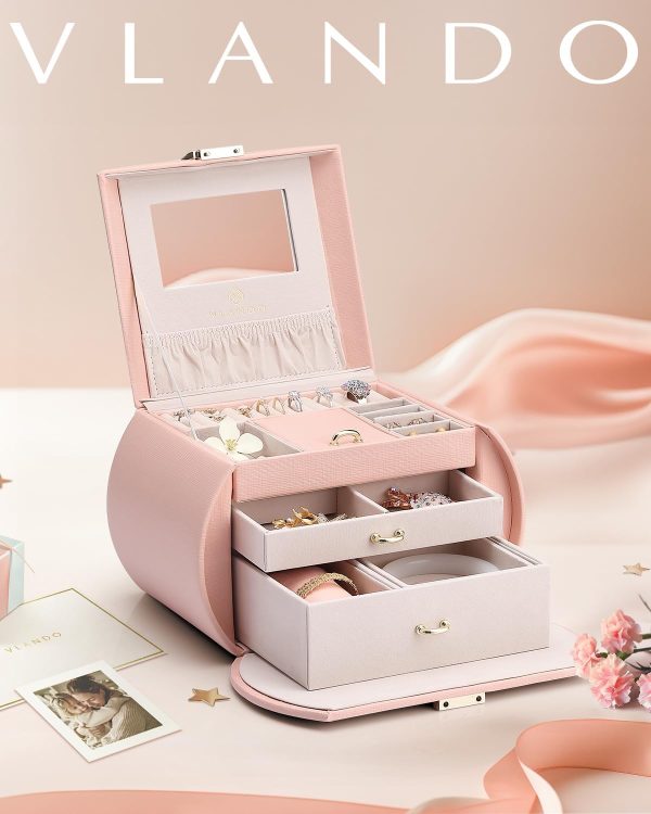 Vlando Princess Style Jewelry Box for Girls Jewelry Box Girls 12-14 3-Layer - Image 8