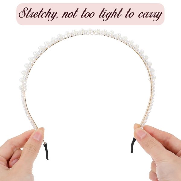 2 Pcs Pearl Headbands for Women, White Faux Pearl Headbands for Girls - Image 4