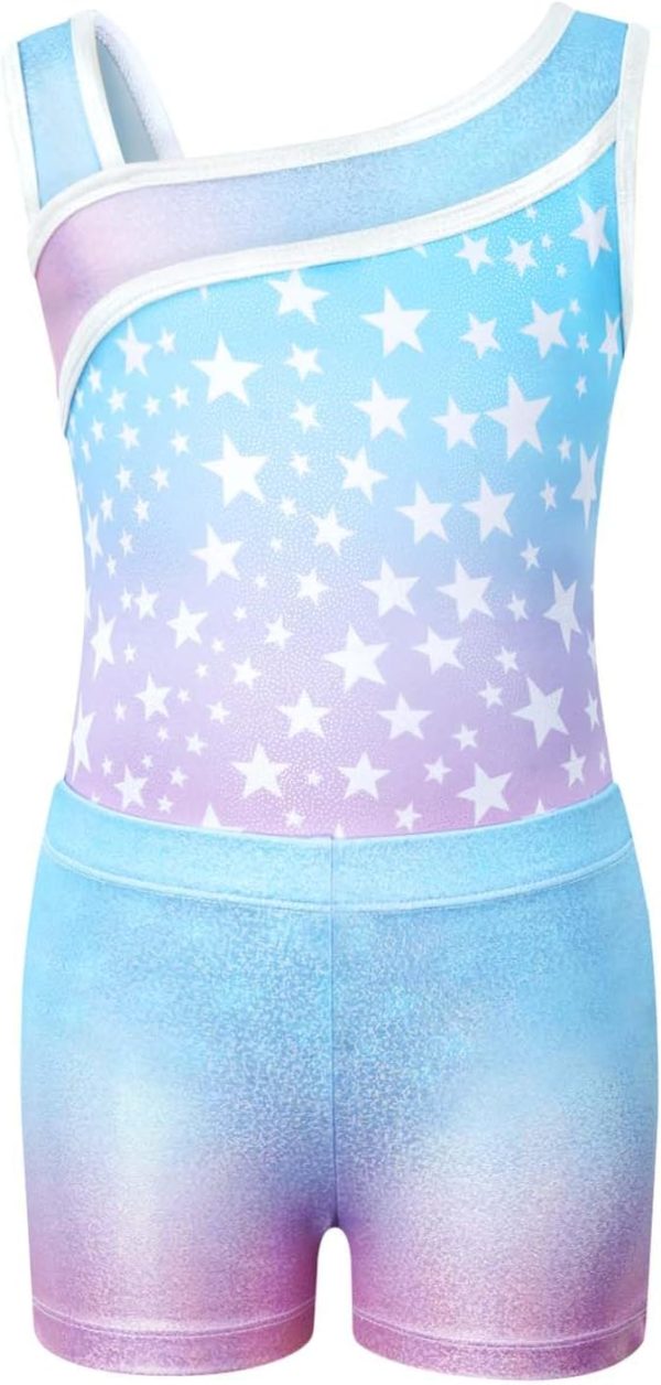 Gogokids Gymnastics Leotards for Girls, Kids Glitter Stars Dance Unitards - Image 2