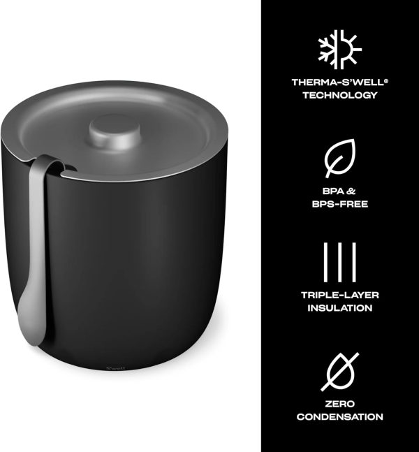 S'well Ice Bucket with Tongs, 68oz, Onyx - Image 3