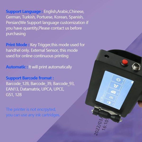 PEKOKO Inkjet Printer with 4.3 Inch HD Touch Screen,Handheld Inkjet Printer - Image 5