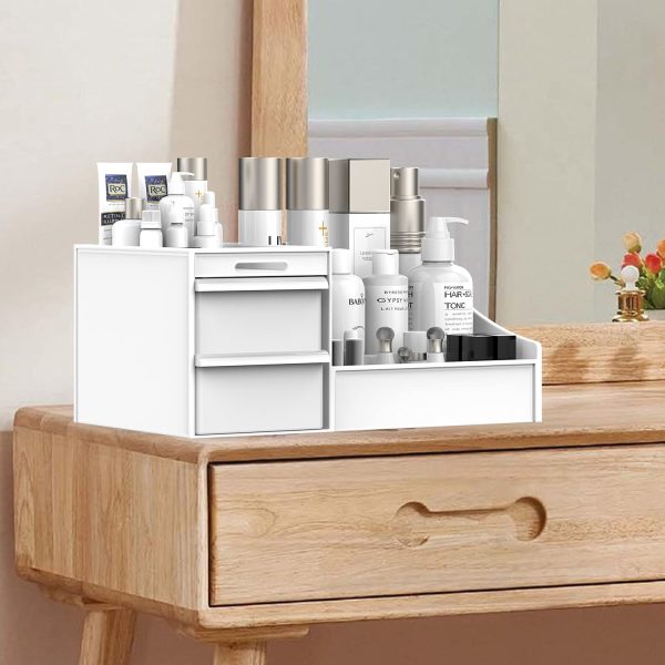 Makeup Desk Cosmetic Storage Box Organizer with Drawers for Dressing Table, - Image 4