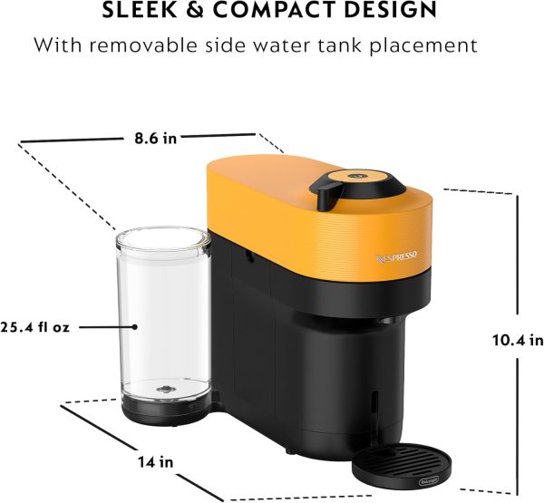 Nespresso Vertuo Pop+ by De'Longhi with Aeroccino, 1500 watts, Mango Yellow - Image 7