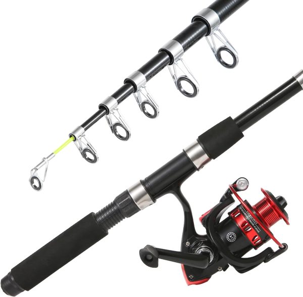 Fishing Rod, 6.9ft 2Pcs Telescopic Fishing Rods Set, Carbon Fiber Fishing - Image 3
