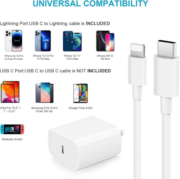 iPhone 14 13 12 11 Fast Charger USB C Wall Charger [2-Pack] 6FT Fast - Image 3