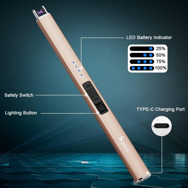 SUPRUS Electric Lighter Arc Windproof Flameless USB Lighter Rechargeable - Image 2