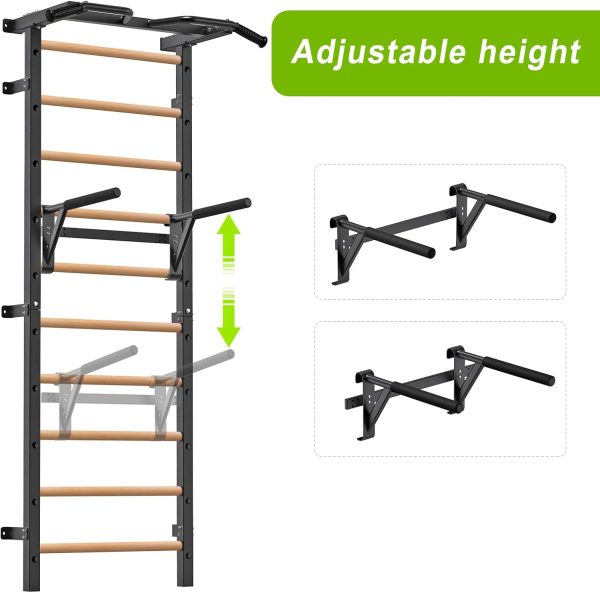 Kipika Gymnastic Stall Bar - 2"x2" Swedish Ladder with 1" Hole, Wall - Image 3