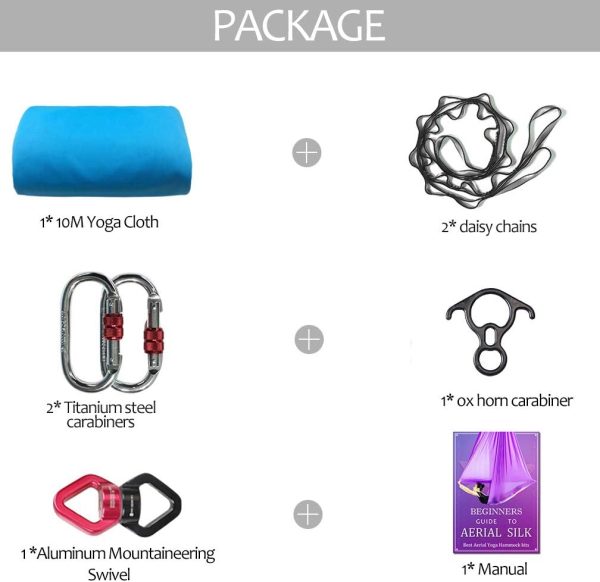 Aerial Silks Deluxe Equipment Set for Aerial Yoga,11 yards Aerial Yoga - Image 7