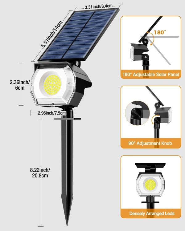 btfarm 8 Pack Solar Lights Outdoor Waterproof IP65, 52 LED Solar Spot - Image 9