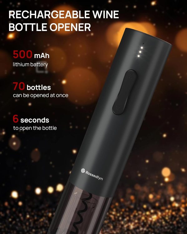 Rechargeable Electric Wine Opener Gift Set - Aerator, Bottle Opener, Foil - Image 3
