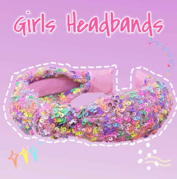 Headband for Girls Fancy Sequin Knotted Girls Headband, Cute Hair - Image 2