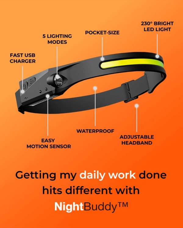 NightBuddy The Original LED Headlamp Rechargeable Flashlight for Adults - Image 3