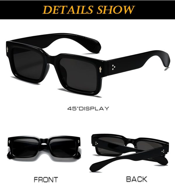 EYLRIM Square Frame Sunglasses for Women Men Trendy Chunky Rectangle Sun - Image 5