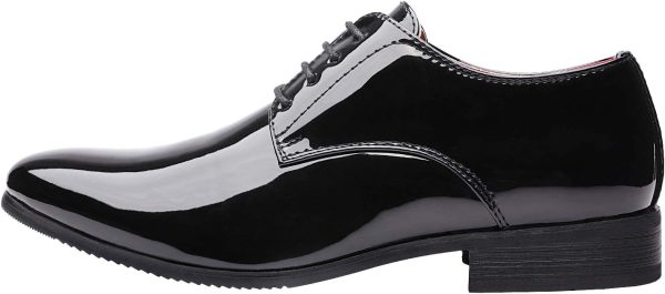 Bruno Marc Men's Faux Patent Leather Tuxedo Dress Shoes Classic Lace-up - Image 2