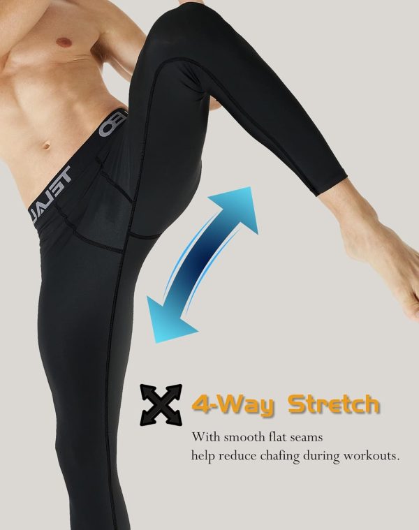 5 or 4 Pack Men's Thermal Compression Pants Fleece Lined Sports Tights - Image 5