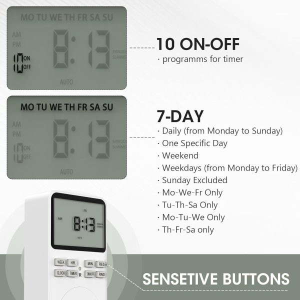 Plug in Digital Oulet Timer Switch 7 Day / 24 Hour Weekly Daily - Image 4