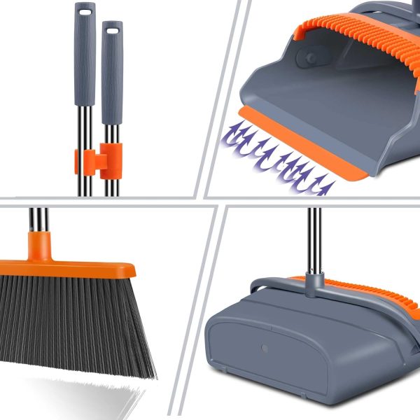 kelamayi Upgrade Broom and Dustpan Set, Self-Cleaning with Dustpan Teeth, - Image 3
