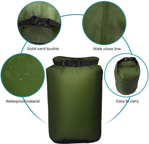 Pimoys 5 Pack Waterproof Dry Sacks, Lightweight Outdoor Dry Bags 20L /12L / - Image 2