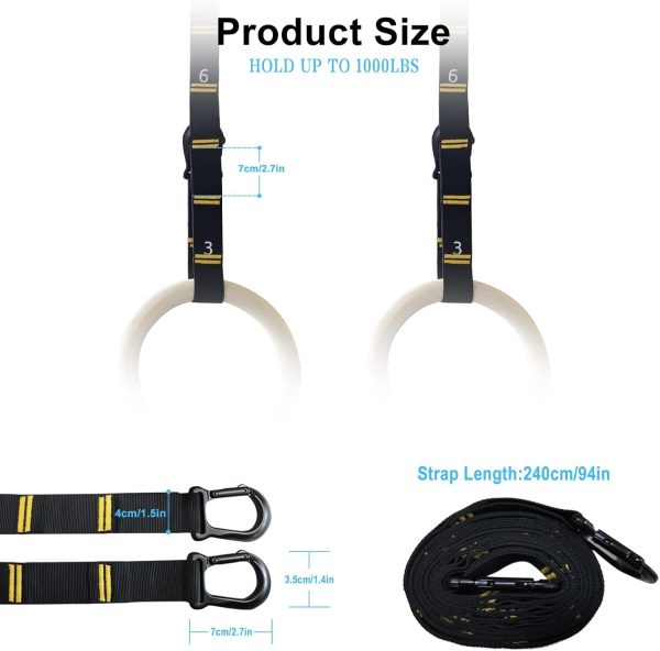 Adjustable Numbered Straps for Gymnastic Rings & Pull Up Handles, 8.2FT - Image 2