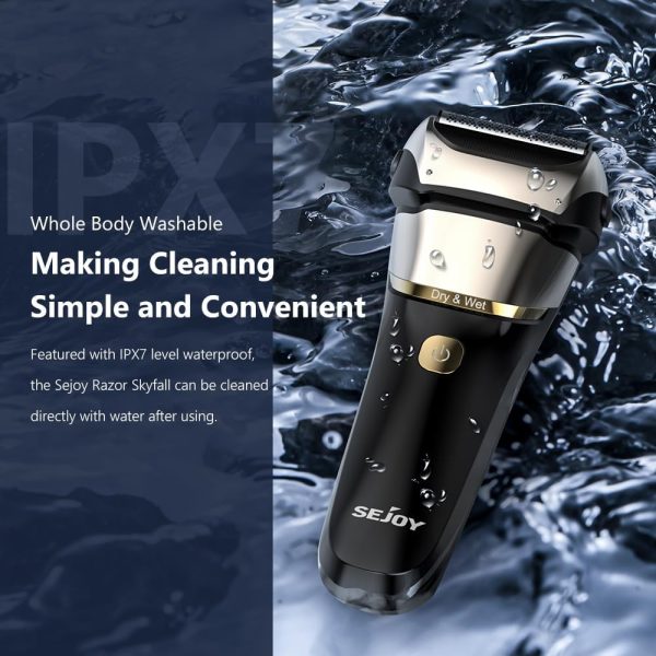 Sejoy Electric Razor for Men, Wet & Dry Foil Shaver with 3-Blade & Edge - Image 6
