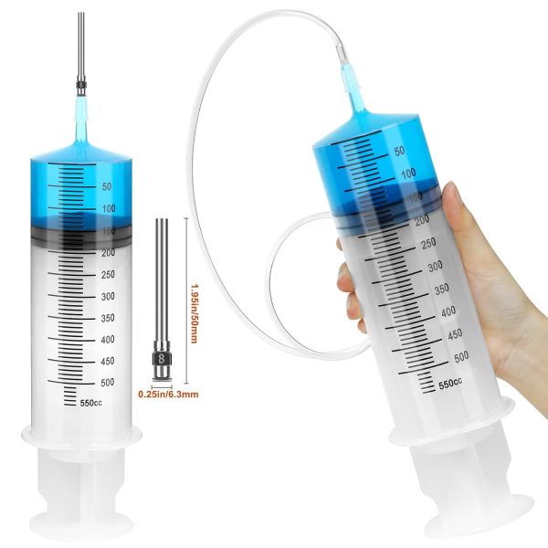 3 Pack 550ml Syringes with 55.1 Inch Tube and Needle 8G 1.5”, Sterile - Image 4
