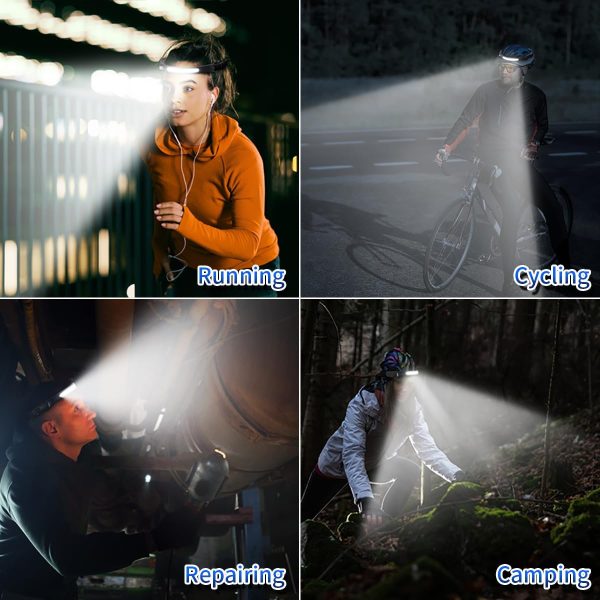 Headlamp Rechargeable 2Pack, 230° Wide Beam Head Lamp, LED Headlamp with - Image 6