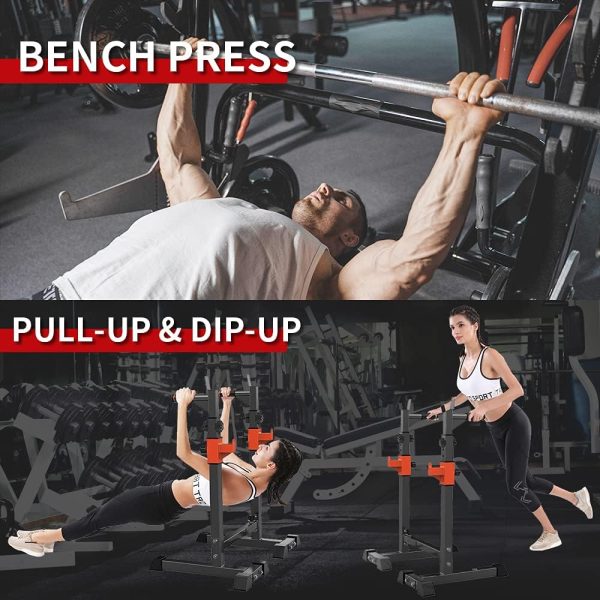 BESTHLS Adjustable Squat Rack Stand with Barbell Rack, Weight Plate Holder, - Image 4