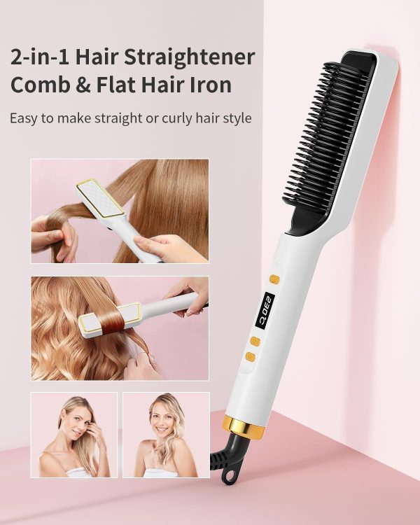 Hair Straightener Brush, Ionic Hair Straightening Brush & Iron Hot Comb - Image 3