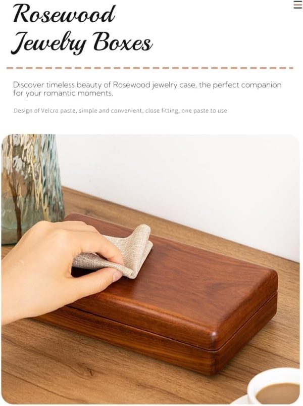 Jewelry Box Solid Wood Jewelry Organizer Box for Multiple Rings Cufflinks - Image 2