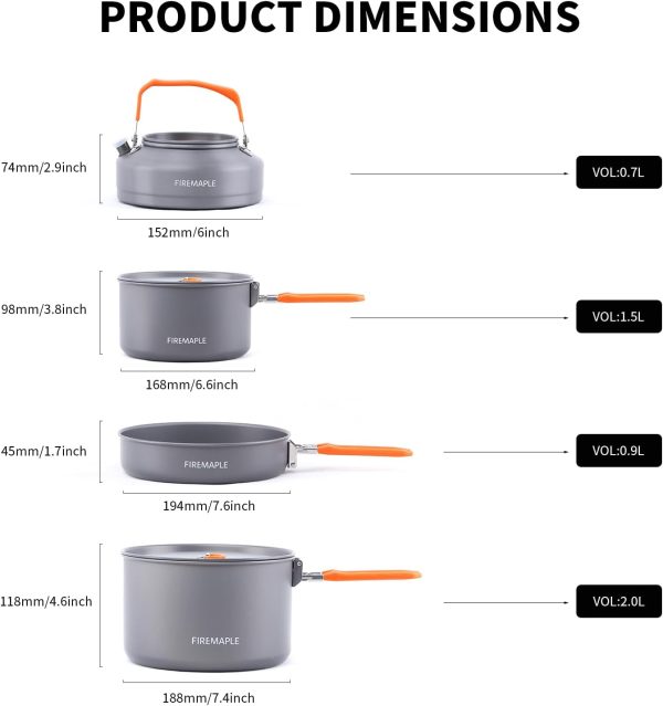 Fire-Maple Feast 4 Piece Camping Cookware Cookware Cookware Kit Outdoor - Image 2