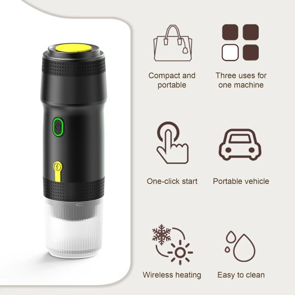 Portable Coffee Machine for Car Home Travel 3 in 1 Cordless Electric Coffee - Image 2