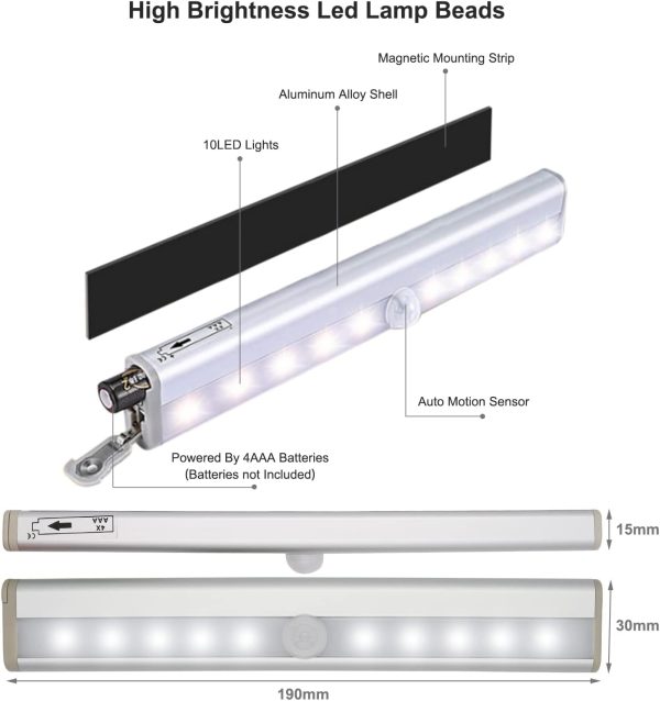 Motion Activated RV Step Lights, 10 LED Battery Operated Motorhome Motion - Image 3