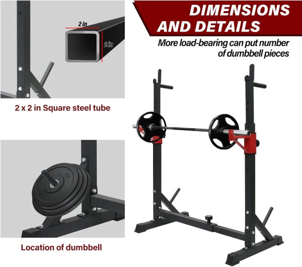 BESTHLS Adjustable Squat Rack Stand with Barbell Rack, Weight Plate Holder, - Image 5