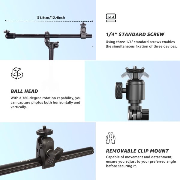 Phone Tripod, Arsoer 67" Adjustable Height Tripod with Horizontal Column - Image 5